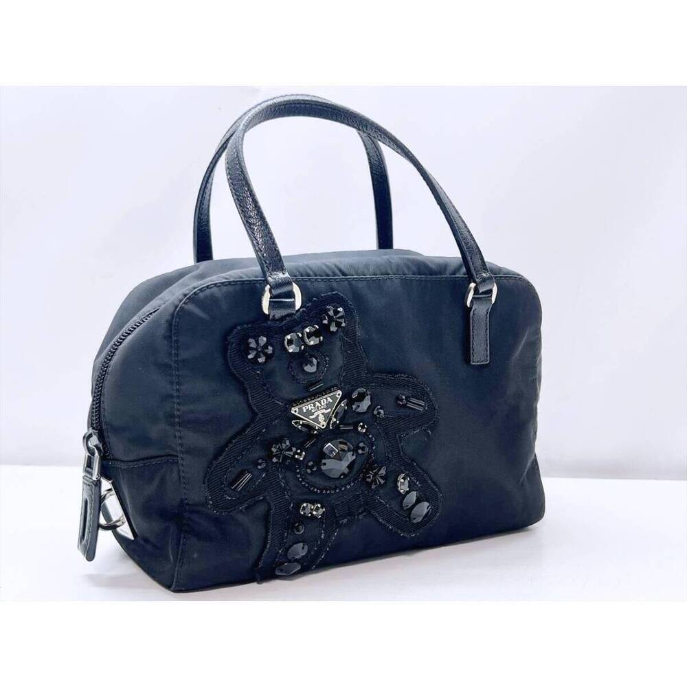 Prada Triangle Evening Bear handbag black